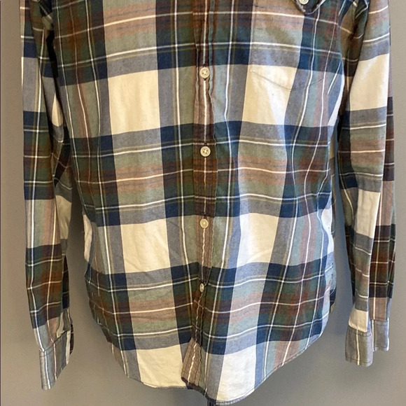J. Crew Casual Button Down Blue and Brown Shirt - Picture 5 of 6